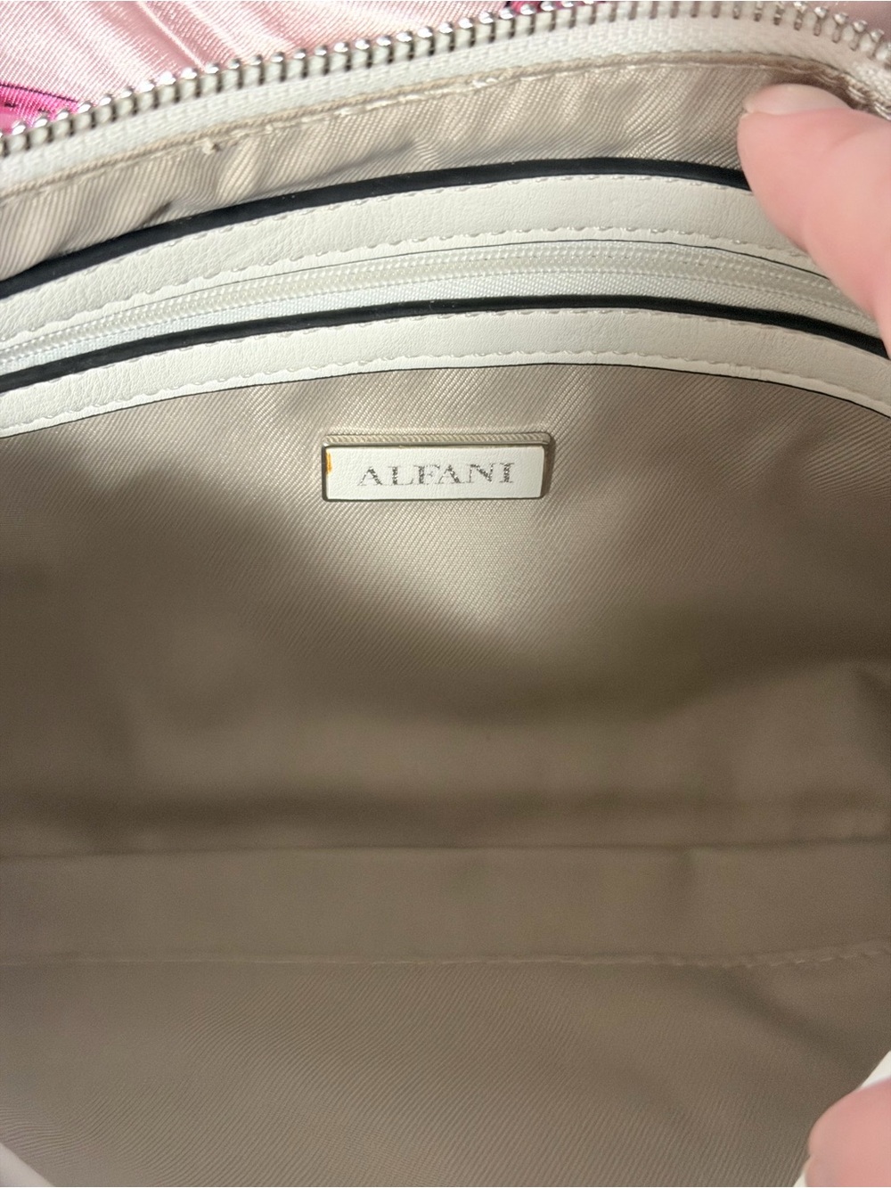 Alfani White Crossbody Purse with Pink Floral Watercolor Print - Picture 5 of 7